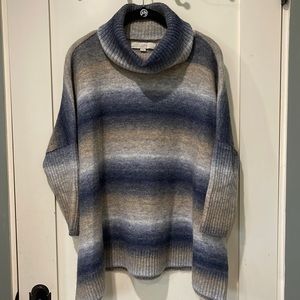 Ann Taylor LOFT Ombre Turtleneck Poncho Sweater Blue Multi Women’s Small
